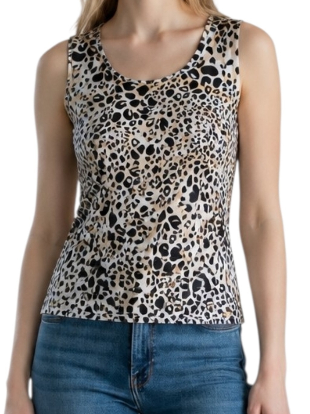 Calvin Klein Beige and Black Leopard Print Tank Top